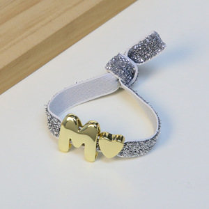 สายรัดข้อมือยางยืดประดับกลิตเตอร์ ตัวอักษร หัวใจ ของขวัญสำหรับเพื่อน งานปาร์ตี้ คู่รัก - Product Image 4