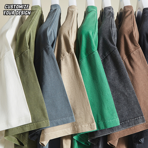 Wholesale Custom <b>Men's</b> Acid Washed Vintage T-<b>Shirt</b> Heavyweight 250gsm Drop Shoulder Blank Oversize 100% Cotton Streetwear - Product Image 2