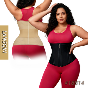 Langqin Women's Thick Breathable Mesh Tulle Corset Waist Cincher Hook-and-Eye Closure Firm Control Custom Logo Position OEM - Product Image 1