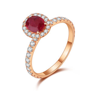 Gran Oferta personalizada Buena entrega 18K oro rosa real diamante natural y corte ovalado joyería fina anillo de compromiso uso diario para mujer - Product Image 1