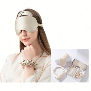 100% Pure Mulberry <b>Eye</b> <b>Mask</b> 22 Momme Adjustable Strap Light Blocking Silk Storage Bag Box for Sleep Travel Gift Set - Product Image 1