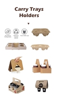 Support de tasse en carton personnalisé pour boissons chaudes à emporter avec poignée, plateau porte-gobelets en papier kraft pour bubble tea et café