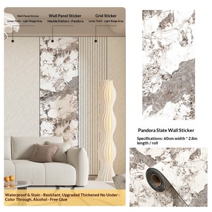 Autocollant mural 3D auto-adhésif étanche version AB, motif dalle de marbre, grille, pour salon, mur de fond TV, style moderne - Product Image 6