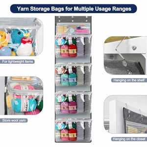 5 Compartments Hanging Yarn Knitting Storage Organizer With Zipper Closure Yarn Over Door Display Holder - Product Image 5