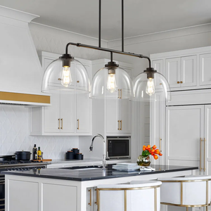 Ciondolo da cucina a 3 luci <span class=keywords><strong>con</strong></span> luce regolabile in altezza moderno minimalista paralumi a cupola in vetro per sala da pranzo <span class=keywords><strong>lampadari</strong></span> lineari - Product Image 5