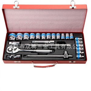 24 Piece Automotive Repair Tool Set 1/2 In <b>Socket</b> Drive Carbon Steel <b>Ratchet</b> Wrenches With Red Hard Case For Auto Mechanic - Product Image 4