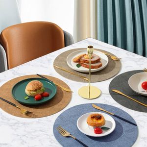 Round <b>Placemats</b> <b>for</b> Dining <b>Table</b> Non-Slip Easy to Clean Kitchen Dinner Mats Faux Leather Round <b>Placemats</b> Kitchen <b>Table</b> Mats - Product Image 3