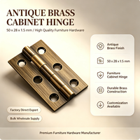 Charnière de porte de placard en laiton 50 x 28 x 1,5 mm, accessoires de meubles pour armoire, tiroir, porte en bois