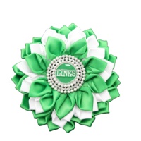 Broche Fleur Artisanale ZF pour Sororité, 4,5x4,5 Pouces, Badge Rosette Personnalisé en Ruban, Accessoires pour Veste, Sac et Écharpe Femme