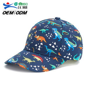 Gorra de Béisbol de Algodón de 6 Paneles con Diseño de Dinosaurio de Dibujos Animados, para Niños, Protección Solar de Verano, Certificada por BSCI - Product Image 1