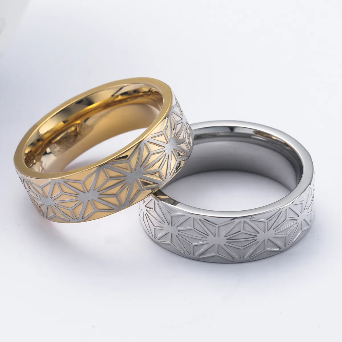 New Design Matte And High Polish 18K Flower Jewelry Ring Stainless Steel Ring In Stock For Man And Women