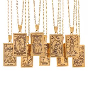 22 cartas de Tarot colgantes collar emperatriz estrella sol Luna muerte justicia el tonto colgantes con cadenas de acero inoxidable joyería de mujer - Product Image 6