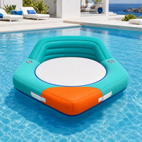 Île flottante gonflable personnalisée en PVC avec housse en tissu, centre en maille et porte-gobelets pour piscine