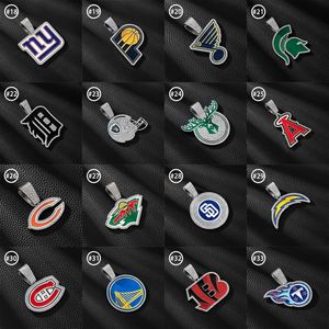 14K Gold Plated <strong>Iced</strong> <strong>Out</strong> Sports Team Logo Pendant with <strong>Cuban</strong> <strong>Link</strong> <strong>Chain</strong> - CZ Enamel NFL NBA NHL MLB Hip Hop Jewelry - Product Image 4