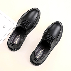 Mocassins <span class=keywords><strong>Derby</strong></span> Oxford pour femmes, en cuir de vachette véritable, à coupe basse, style uniforme, pour affaires, avec semelle épaisse compensée et rehaussante - Product Image 5