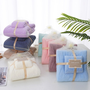 Youhe <b>Bath</b> Towel Sets Rectangle Thickened Absorbent Coral Fleece Skin-Friendly Adult Gift Box - Product Image 2