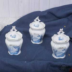 French Porcelain <b>Spice</b> <b>Rack</b> Set Elegant Storage Bottles & <b>Jars</b> - Product Image 4
