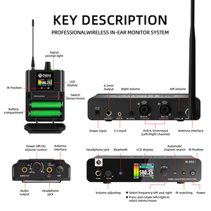 Système de monitoring intra-auriculaire sans fil Debra Stereo, émetteur UHF, récepteur métallique, IEM sans fil, musiciens, spectacles sur scène, guitaristes - Product Image 6