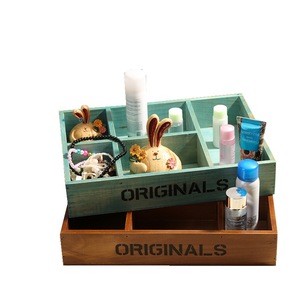 Originals Wooden Storage <b>Box</b> Sky Blue Rectangle Compartment Desk Organizer <b>Makeup</b> Trays - Product Image 4