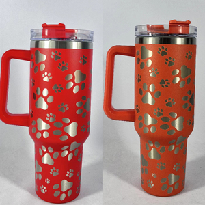 Mug de voyage isotherme réutilisable en acier inoxydable de 40 oz avec poignée, multicolore, pour fêtes et bureau, style américain - Product Image 5