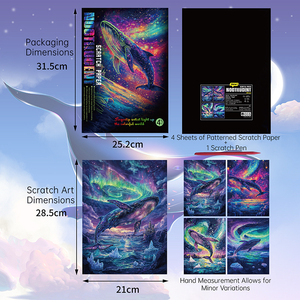 Sáng Trong Bóng Tối <span class=keywords><strong>Scratch</strong></span> Nghệ Thuật Cầu Vồng Sơn Giấy, Vui Vẻ Ma Thuật DIY Phác Thảo Thẻ Scratchboard Cho Teen & Người Lớn (Cá Heo) - Product Image 3