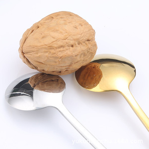 304 Stainless Steel <b>Small</b> Round Spoon Long Handle Coffee Tea Stirring Spoon Food Grade Solid Color Dessert Spoon - Product Image 4