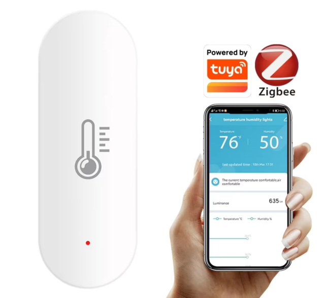 Tuya Smart Zigbee Temperature & Humidity Sensor with App Control for Smart Home-Factory Direct Sale