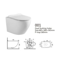 Ensemble WC mural personnalisé HG avec chasse d'eau, abattant à fermeture douce, forme ovale, design moderne, WC monobloc avec bidet