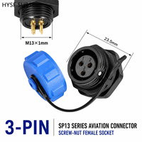 Connecteur d'aviation étanche HYSF SUBSEA SP13 à 3 broches, prise femelle à visser avec capuchon de protection pour équipement marin