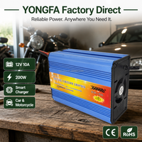 Chargeur de batterie intelligent au plomb-acide YONGFA 12V 10A 200W avec affichage numérique pour voiture et moto