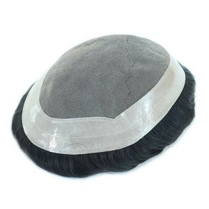 Prótesis Capilar Duradera para <span class=keywords><strong>Hombre</strong></span>, <span class=keywords><strong>Peluca</strong></span> de Encaje PU, Cabello Virgen Europeo Remy, Ondulado, Tupé, Mono Fino 100% - Product Image 1