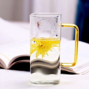 Tazza di <span class=keywords><strong>vetro</strong></span> borosilicato resistente su misura tazza tazza con manico colorato per bere Latte Shake tè <span class=keywords><strong>caffè</strong></span> - Product Image 4