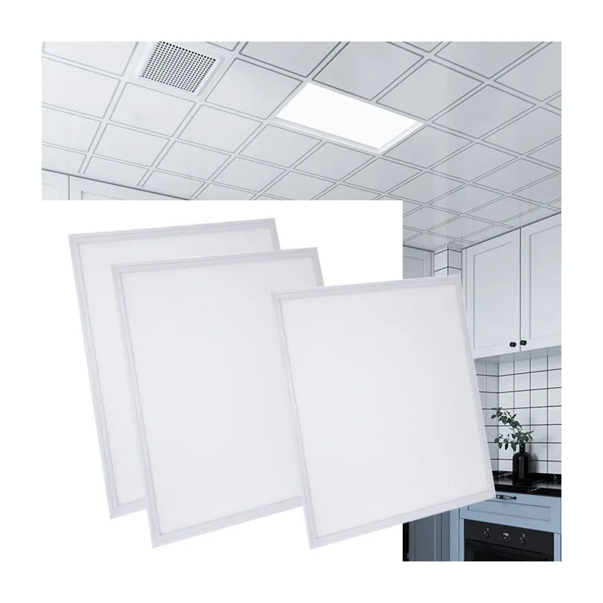 LEDパネルライトオフィス装飾石膏ボードアルミニウム明るさ天井パネルスリム埋め込み正方形LEDパネルライト