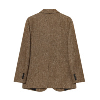 Veste blazer décontractée à manches longues de couleur marron à col cranté et à simple boutonnage pour femmes