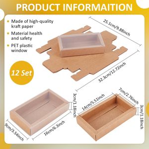 Có thể tái chế Kraft hộp các tông với nắp rõ ràng Giấy hộp quà tặng bao bì với cửa sổ hiển thị cho lưu trữ đóng gói - Product Image 2