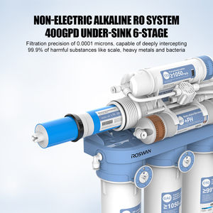 Système de purification d'<span class=keywords><strong>eau</strong></span> RO sans réservoir certifié CE 400 GPD, 6 étapes avec filtre alcalin pour cuisine domestique, conception sans pompe - Product Image 2