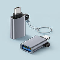 Adaptador OTG USB C USB 3.0 de Aleación de Aluminio, Mini Convertidor Hembra con Llavero, Salida DC, Compatible con Laptop y Teléfono Móvil, Protección Contra Cortocircuitos