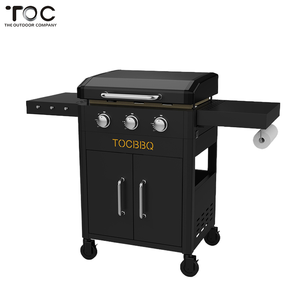 Parrilla de barbacoa de Gas para exteriores de acero laminado en frío Parrilla de gas con carrito de barbacoa de 6 quemadores con estante de calentamiento y estante lateral - Product Image 2