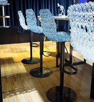 Magnifique Tabouret de Bar Réglable, Design Moderne Luxueux en Queue de Poisson, Résine Transparente, Siège Tendance en Cristal en Forme de Pétale pour Salle à Manger et Loisirs