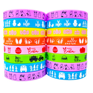 Braccialetto Personalizzato HLC per Pasqua, Bracciale a Tema Festivo con Coniglietto e Pappagallo in Silicone per Promozioni - Product Image 1