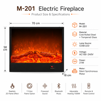 Chimenea Eléctrica de Lujo, Calentador Lineal LED, Construcción Metálica, Montaje en Pared, para Uso en Hoteles y Hogares, Control Remoto por Aplicación, Inglés