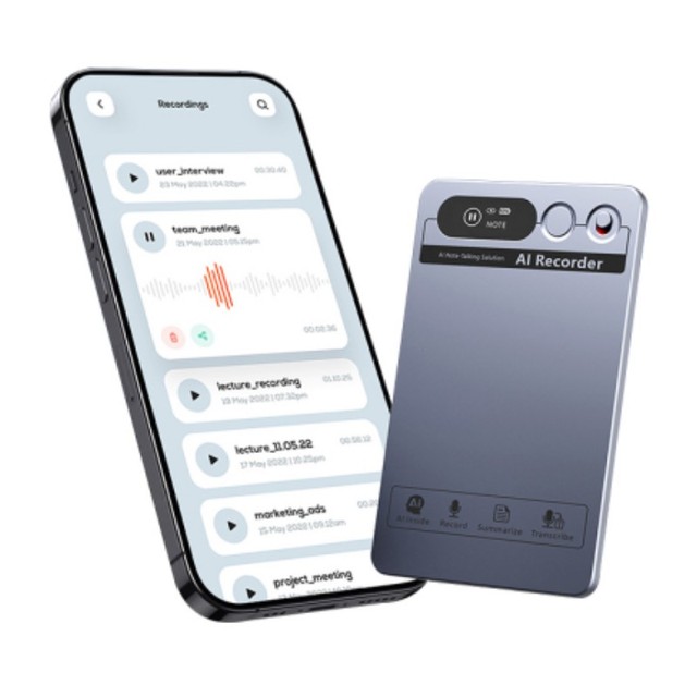 Ultra Slim 64GB AI Notes Voice Recorder Card AI Smart Digital Voice Recorder with App Audio Recording Magnetic