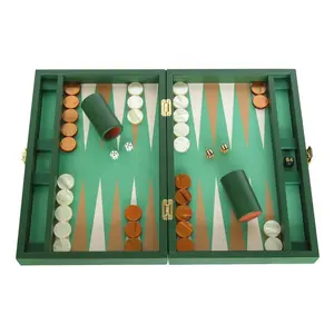 Jogo de tabuleiro de couro de família artesanal, conjunto de peças de cubo duplo personalizado