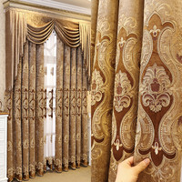 Rideaux de broderie de luxe de haute qualité à motif complet, industrie lourde Polyester fenêtre occultante bas Lustre tissu de velours/