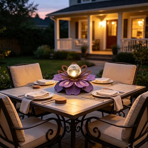 Nouvelle lampe solaire en métal en forme de fleur pour l'exportation - Product Image 4