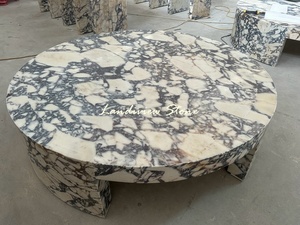LANDIVIEW Luxuriöser Maßgefertigter Steinmöbel Wohnzimmer CALACATTA VIOLA ARNO RUNDER COFFEE <span class=keywords><strong>TABLE</strong></span> - Product Image 2