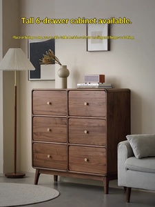 צפון אמריקה עץ אגוז שחור שידה עם שש מגירות מודרני מינימליסטי נורדי אמצעי עתיק סִגְנוֹן ריהוט ביתי לסלון - Product Image 1