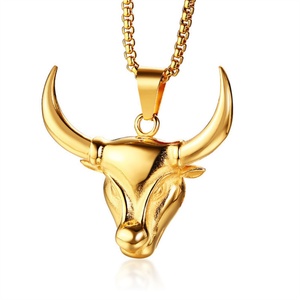 Fashion Bull Head Bone Pendants Stainless Steel Men Hip Hop Necklace Jewelry - Product Image 1
