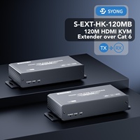 Extenseur HDMI USB SYONG 4K 60M 196FT Câble Ethernet Cat5e/Cat6 Transmetteur Récepteur HDMI KVM Contrôle Clavier Souris USB