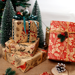 Venta al por mayor 80g papel Kraft de Navidad 43*300cm regalo embalaje personalizado de lujo rollo de papel de regalo - Product Image 6